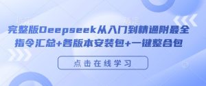 完整版Deepseek从入门到精通附最全指令汇总+各版本安装包+一键整合包-比钱轻创
