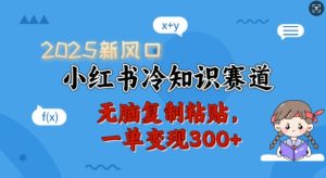 2025新风口，小红书冷知识赛道，无脑复制粘贴，一单变现300+-比钱轻创
