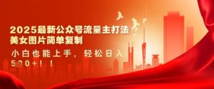 2025最新公众号流量主打法，美女图片简单复制，小白也能上手，轻松日入5张-比钱轻创