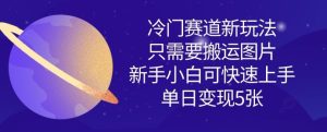 冷门赛道新玩法，只需要搬运图片，新手小白可快速上手，单日变现多张-比钱轻创