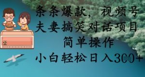 条条爆款，视频号夫妻搞笑对话项目，简单操作，小白轻松日入3张+-比钱轻创