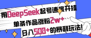 用DeepSeek起号速度开挂，单条作品涨粉2w+，日入5张+的暴利玩法-比钱轻创