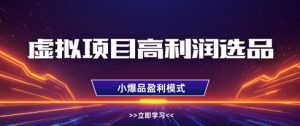 虚拟项目高利润选品方法，做好单店利润1W+，可多店倍增利润-比钱轻创