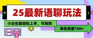 25年最新语聊玩法，纯手工，单机收益100+，小白也能轻松上手，可矩阵操作-比钱轻创