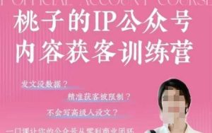 桃子IP公众号内容获客训练营(第3期),一门让你公众号从0到商业闭环的课程-比钱轻创