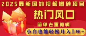 2025最新视频搬砖项目，热门风口，简单去重剪辑，小白也能轻松月入过W-比钱轻创