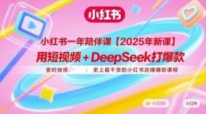 小红书一年陪伴课【2025年新课】，用短视频+deepSeek打爆款，史上最干货的小红书店铺爆款课程-比钱轻创