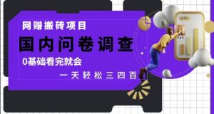 网创搬砖项目，国内问卷调查，0基础看完就会 一天轻松三四张，靠谱副业干就完了【揭秘】-比钱轻创