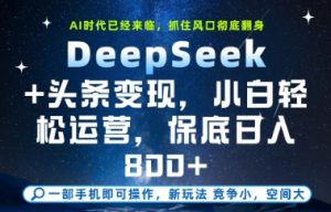 DeepSeek+头条变现，保姆级教学，小白轻松上手，日入8张+【揭秘】-比钱轻创