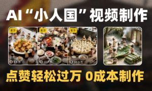 爆款1000W+播放微缩景观迷你小人国AI视频0成本制作全流程教学-比钱轻创