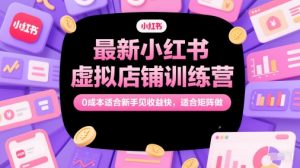 最新小红书虚拟店铺训练营，0成本适合新手见收益快，适合矩阵做-比钱轻创