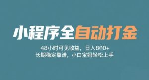 小程序全自动打金,48小时可见收益,日入多张,长期稳定靠谱,小白宝妈轻松上手【揭秘】-比钱轻创