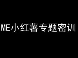 ME小红薯专题密训-小红书电商教程-比钱轻创