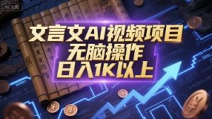 文言文AI视频项目，无脑操作，日入1K以上-比钱轻创