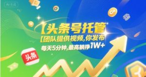 【头条号托管 】团队提供视频，你发布，每天5分钟，最高躺挣1W+【揭秘】-比钱轻创