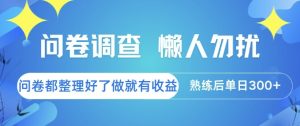问卷调查，懒人勿扰，问卷都整理好了单价不等，做就有收益，熟练后单日3张【揭秘】-比钱轻创