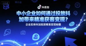 中小企业如何通过投放抖加带来精准获客变现？企业实体抖加投放精准变现秘籍-比钱轻创
