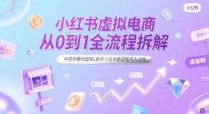 小红书虚拟电商从0到1全流程拆解，手把手教你复制，新手小白也能轻松月入过W-比钱轻创