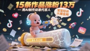 用AI制作幼崽代言人，宝宝的控诉火爆全网，15条作品涨粉13W，单号月入5位数实操教程-比钱轻创