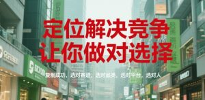 定位解决竞争，让你做对选择，复制成功，选对赛道，选对品类，选对平台，选对人-比钱轻创