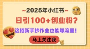 2025年小红书日引100+创业粉？这招新手抄作业也能爆流量！-比钱轻创