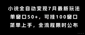 小说全自动变现7月玩法，单窗口50+，可挂100窗口，简单上手，全流程限时公布【揭秘】-比钱轻创