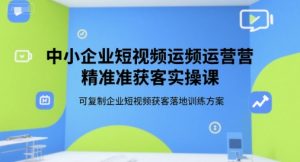 中小企业短视频运营精准获客实操课，可复制企业短视频获客落地训练方案-比钱轻创