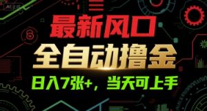 最新风口，全自动撸金，日入7张+，当天可上手【揭秘】-比钱轻创