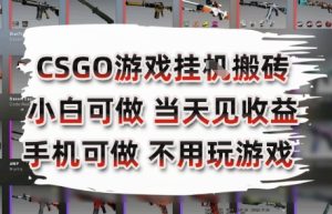 CSGO游戏挂G搬砖，小白纯手机即可操作，不用电脑打游戏，日入3张+，副业网创项目【揭秘】-比钱轻创