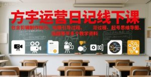 方宇运营日记线下课，包含剪辑制作技巧、拍摄引导过程、起号思维导图、选题等多个教学资料-比钱轻创
