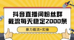 抖音直播间粉丝群截流，稳定采集数据全行业通用 2000条数据一天【揭秘】-比钱轻创