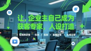 让企业主自己成为获客专家，人设打造+短视频获客+投放+直播获客+私域运营-比钱轻创