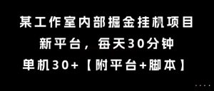 某工作室内部掘金挂G项目，新平台，每天30分钟，单机30+【揭秘】-比钱轻创