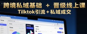 跨境私域基础+晋级线上课，Tilktok引流+私域成交-比钱轻创