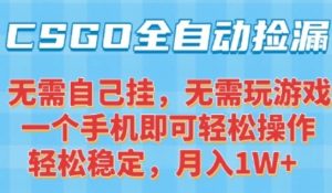 CSGO自动捡漏项目，最新独家玩法，一个手机可操作，新手小白轻松月入1W+，操作简单易上手【揭秘】-比钱轻创