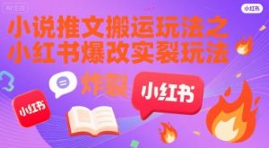 小说推文搬运玩法之小红书，小红书爆改实长炸裂玩法-比钱轻创