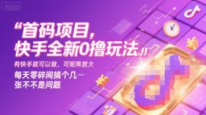 首码项目，快手全新0撸玩法，有快手就可以做，可矩阵放大，每天零碎时间搞个几张不是问题【揭秘】-比钱轻创