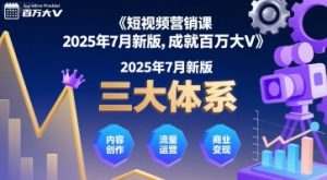 短视频营销课2025年7月新版，三大体系成就百万大V-比钱轻创