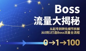 Boss流量大揭秘，从起号到转化细节拆解，从0到1打造Boss流量全流程-比钱轻创