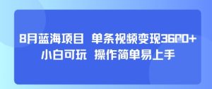 8月AI蓝海项目，单条视频变现1k+ 小白可玩 操作简单易上手-比钱轻创