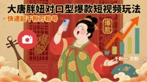 大唐胖妞对口型爆款短视频玩法，快速起千粉万粉号-比钱轻创