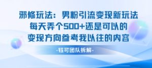 邪修玩法：男粉引流变现新玩法每天弄个5张还是可以的变现方向参考我以往的内容-比钱轻创