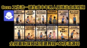 coze工作流一键生成”中年男人困境扎心高涨粉高播放量图文视频”保姆级拆解教程，无需剪辑，无需拍摄写文案-比钱轻创