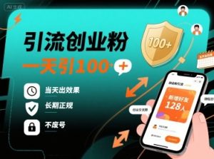 引流创业粉，一天引100+，当天出效果，长期正规，不废号-比钱轻创
