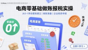 电商零基础做账报税实操快速上手，从0-1学会套账建立，做账准备，企业税务申报-比钱轻创