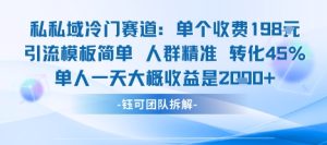 私域冷门赛道单个收费198米引流模板简单人群精准 45%的转化率单人一天大概收益多张-比钱轻创